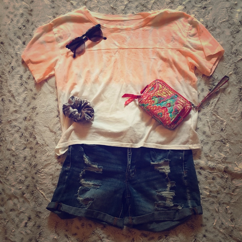 Orange and white tie die crop top